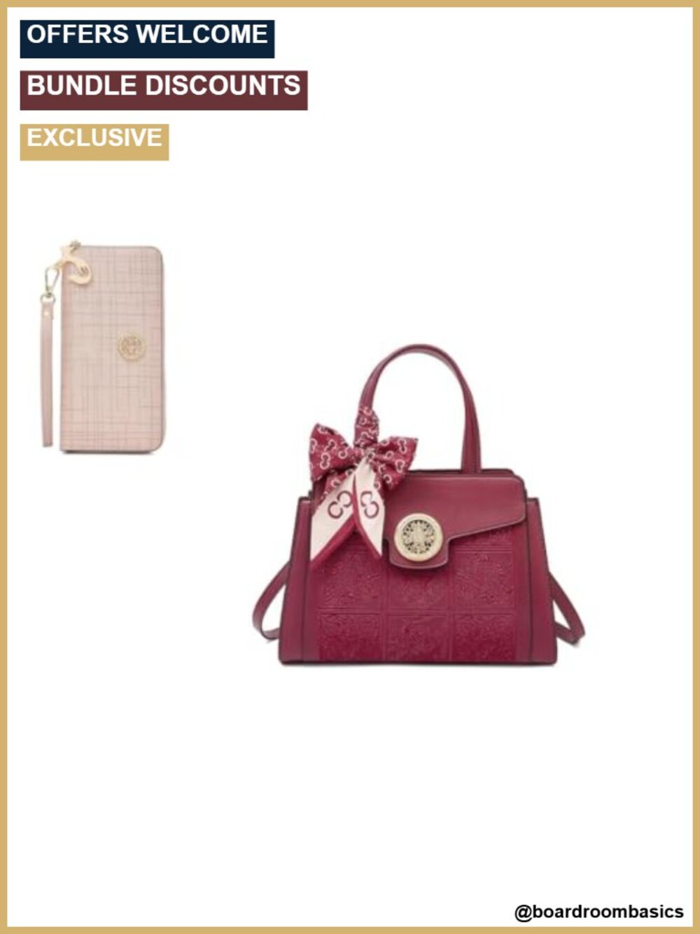 Genuine Leather Crossbody Bag with Wristlet Wallet